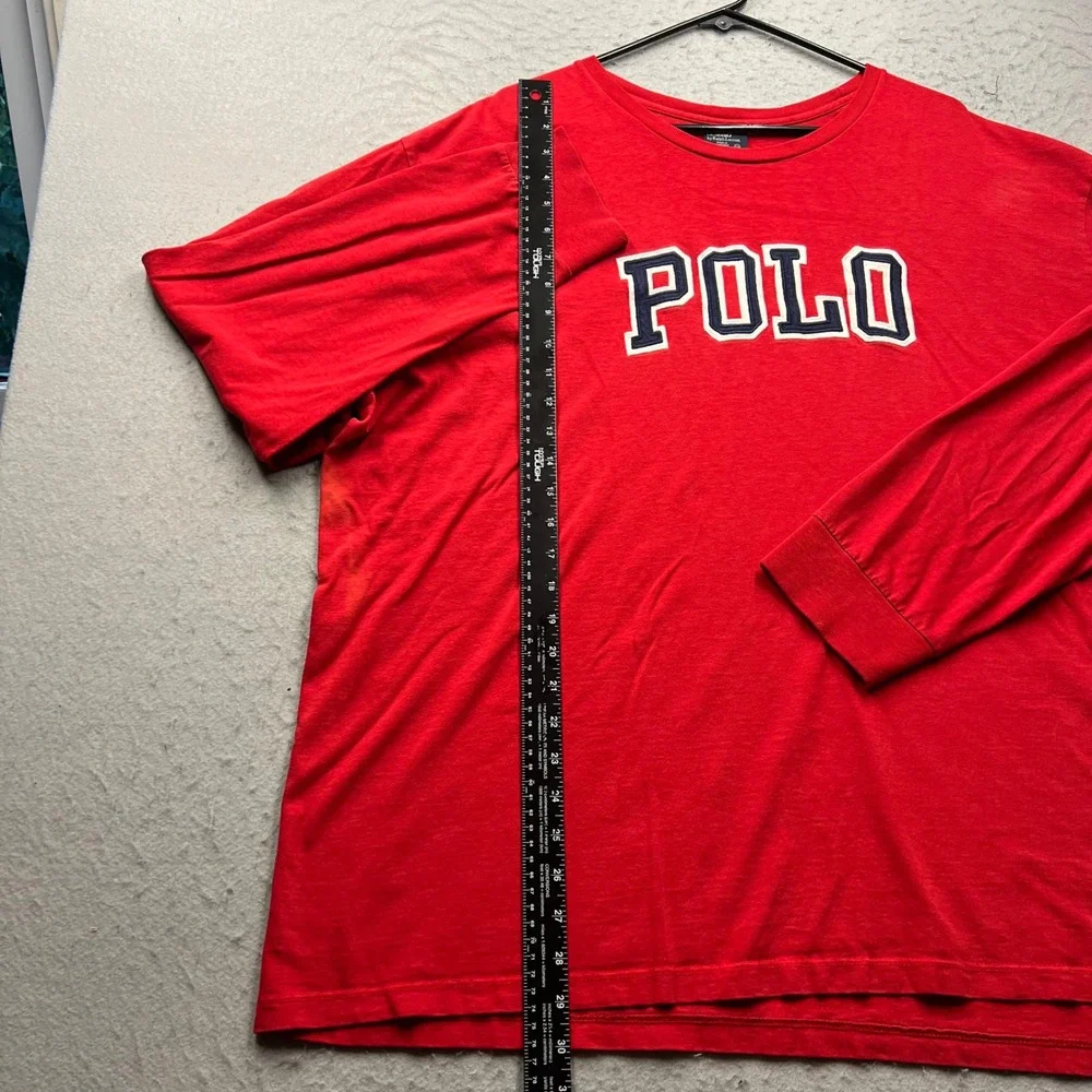 Polo Ralph Lauren Red Long Sleeve Spellout T-Shirt Mens XXL XXL Cotton